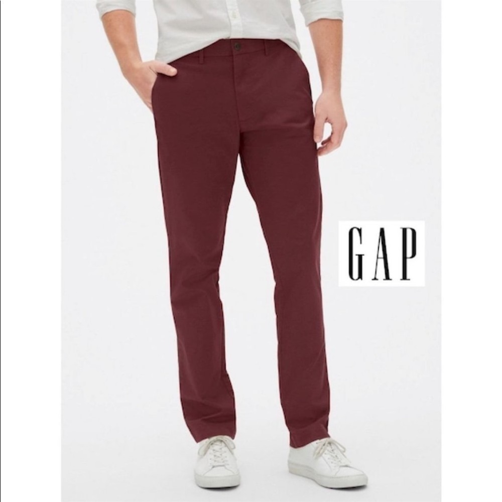 Gap Stretch Twill 5-pocket Slim Pant Mens 40W 30L Burgundy Wine Zinfandel